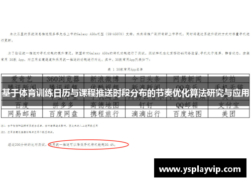 基于体育训练日历与课程推送时段分布的节奏优化算法研究与应用